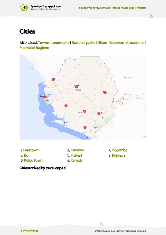 example page 6 from our offline Travel Guide for Sierra Leone